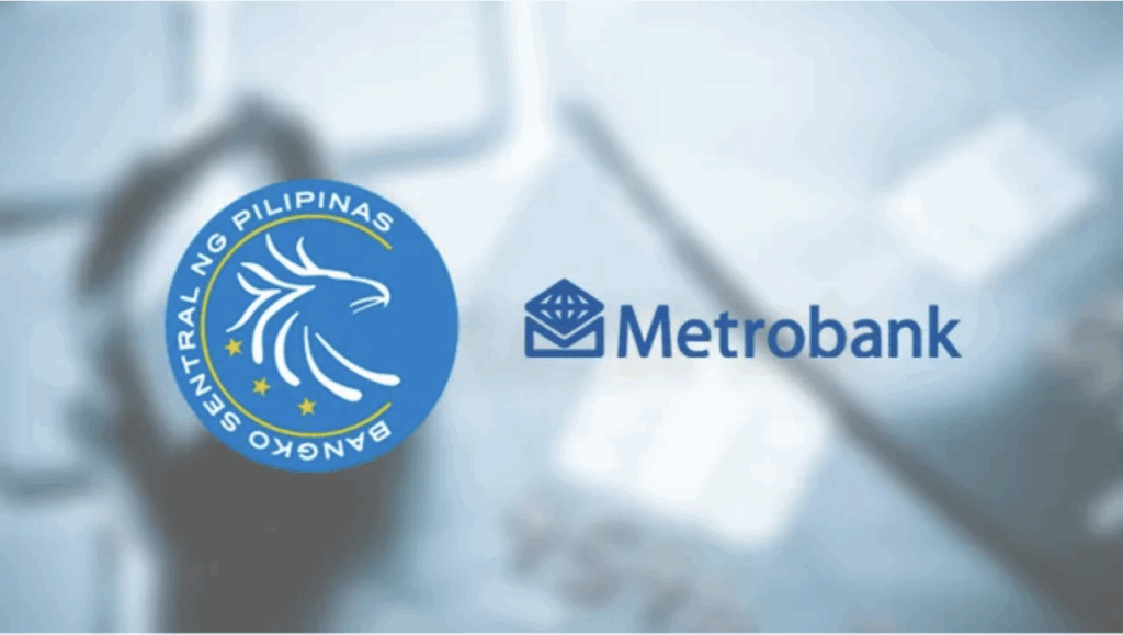 Logos of Metrobank and the BSP as the former sees the latter's rate cuts, and steeper yield curve leading to PH's growth rebound in 2026