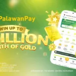 Poster showing a mobile phone and the PalawanPay logo as the pawnshop company launches nationwide “Gintong Pamasko” raffle