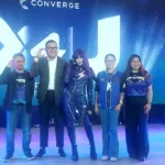 Converge executives together with Myrtle Sarosa (middle) during the launch of a new package that pushes beyond connectivity with new Super FiberX and GameChanger Plans