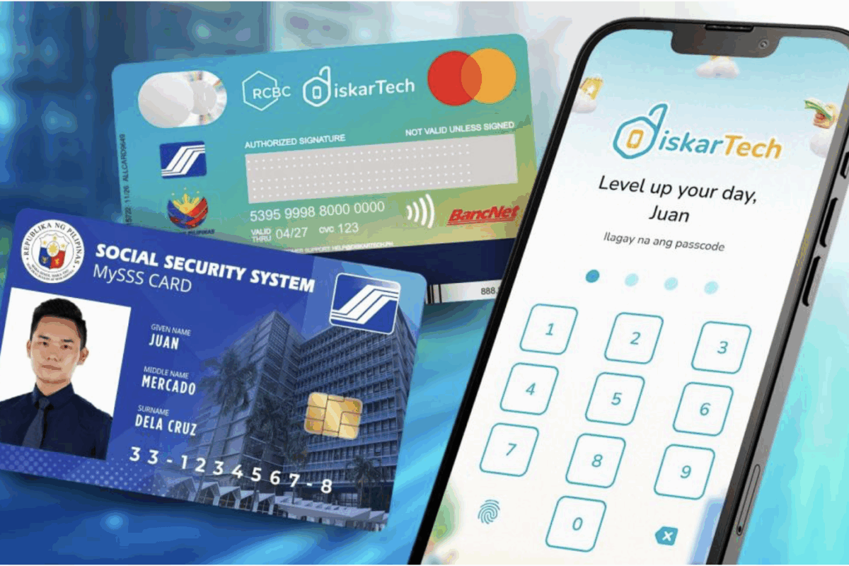 Image of a mobile phone and 2 IDs as SSS and RCBC launch a digital microloan package to expand fast, low-cost financing for workers