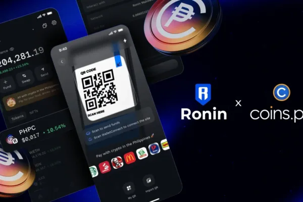 Logo of Ronin and Coins.ph as the two companies form a tie-up to promote Stablecoin