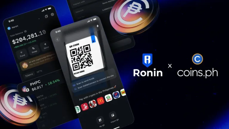 Logo of Ronin and Coins.ph as the two companies form a tie-up to promote Stablecoin