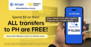 Poster promoting the new GCash program that offers fee-free transfers to Hawaii