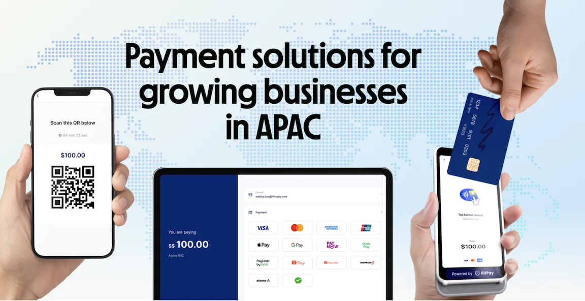Poster for HitPay showing its various apps as the comply partners with Yuno to open PH payment rails to global merchants