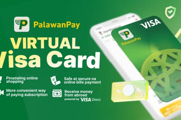 Poster with green background as PalawanPay plans to roll out a physical Visa card by 2026