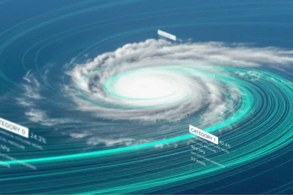 Satellite image of an incoming typhoon as Google’s AI weather models now supports enhanced typhoon forecasting in PH