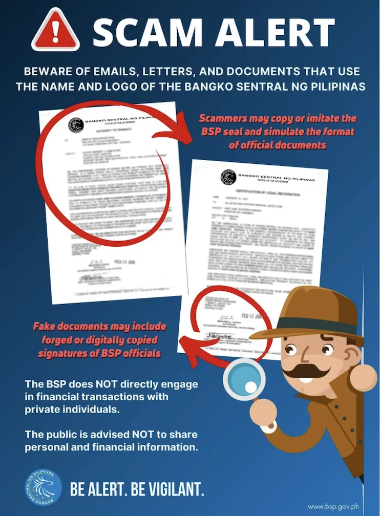 BSP sounds alarm on fraudsters impersonating central bank officials 1 BSP scam