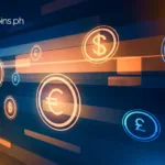 Logo of Coins.ph and different fiat currencies as the company cuts FX spreads to 2 bps, takes on banks in institutional forex market