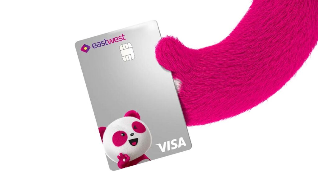 Eastwest foodpanda Visa credit card held by foodpanda mascot Pau-Pau.