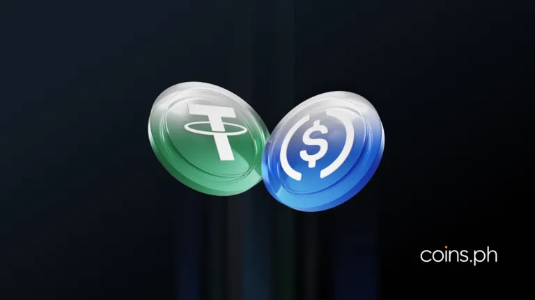 Two cryptocurrency coins shown side by side as Coins.ph reveals 5 ways stablecoin remittances are supercharging cross-border payments
