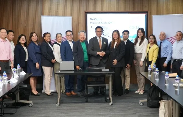Photo shows ORIX METRO Retail Lending Group Head Jonas Mangonon together with partners from ABBE and Netsuite during the MOA-signing