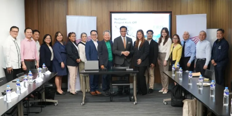 Photo shows ORIX METRO Retail Lending Group Head Jonas Mangonon together with partners from ABBE and Netsuite during the MOA-signing