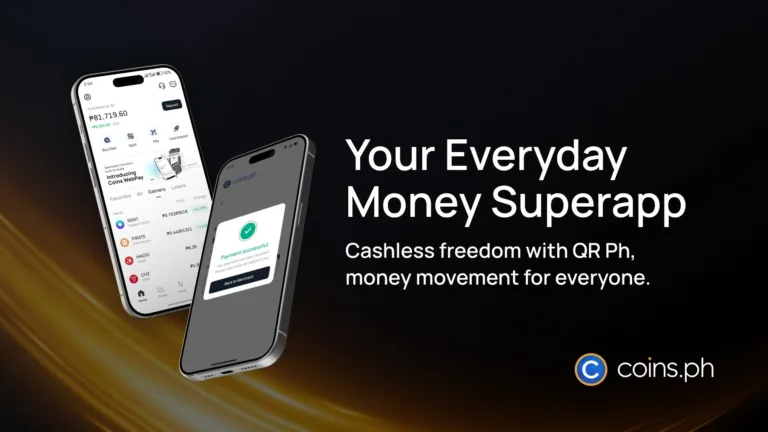 Poster showing a mobile phone with the Coins.ph app as the company unveils everyday all-in-one financial app, expands push into payments, Stablecoin remittances