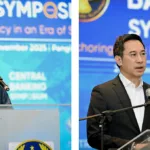 Photo shows BSP Governor Eli M. Remolona, Jr. and former Bank of Thailand Governor Sethaput Suthiwartnarueput during the Central Banking Symposium to discuss PH BOP