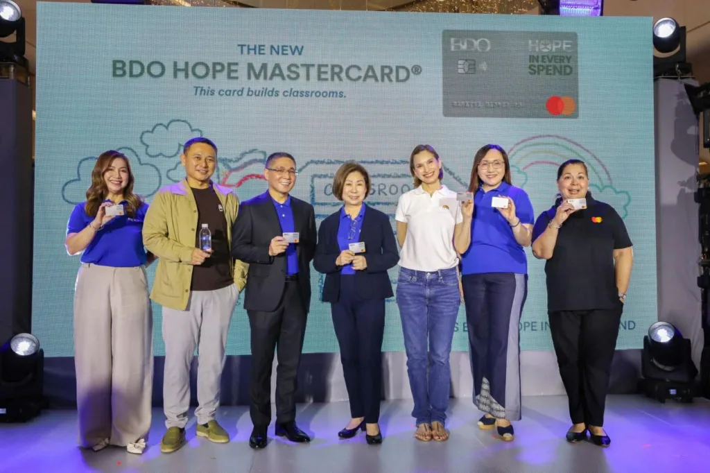 BDO-HOPE Mastercard turns purchases into classrooms 3 Education Secretary Sonny Angara on Wednesday joins executives from BDO Unibank Inc. and Friends of Hope Inc. (HOPE) during the launch of the BDO HOPE Mastercard, a new partnership where every card transaction helps fund the construction of public school classrooms.