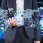 Man playing virtual reality map