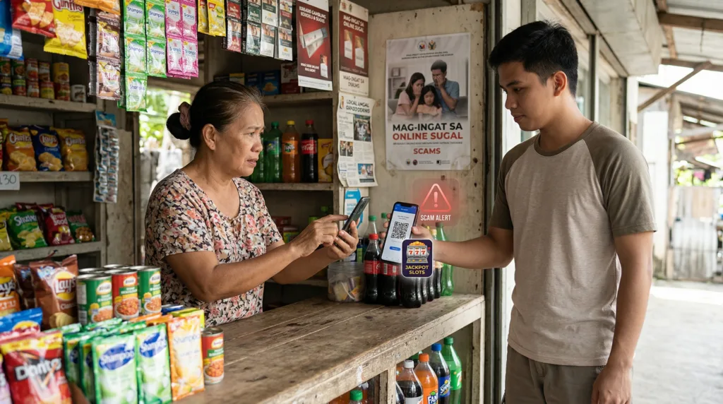 E-wallet risks for Filipino sari-sari store owners: Beware of unauthorized QR transactions.