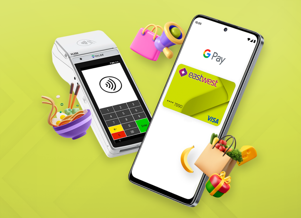 Image of a mobile phone with digital app as EastWest Bank accelerates digital shift with Google Pay integration for debit cards