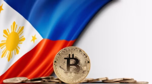 A Philippine flag and fiat currency used to show the PH financial system's journey from Bitcoin to peso rails