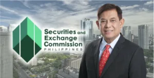 SEC Commissioner and logo of SEC as the commission lifts ban on new online lending licenses
