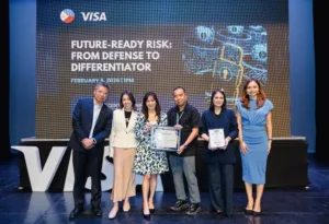 Executives of Visa and RCBC as they mark risk and security milestone with Philippine Security Champion award