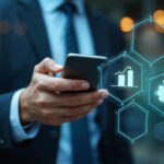 Fintech apps being navigated on a man's phone