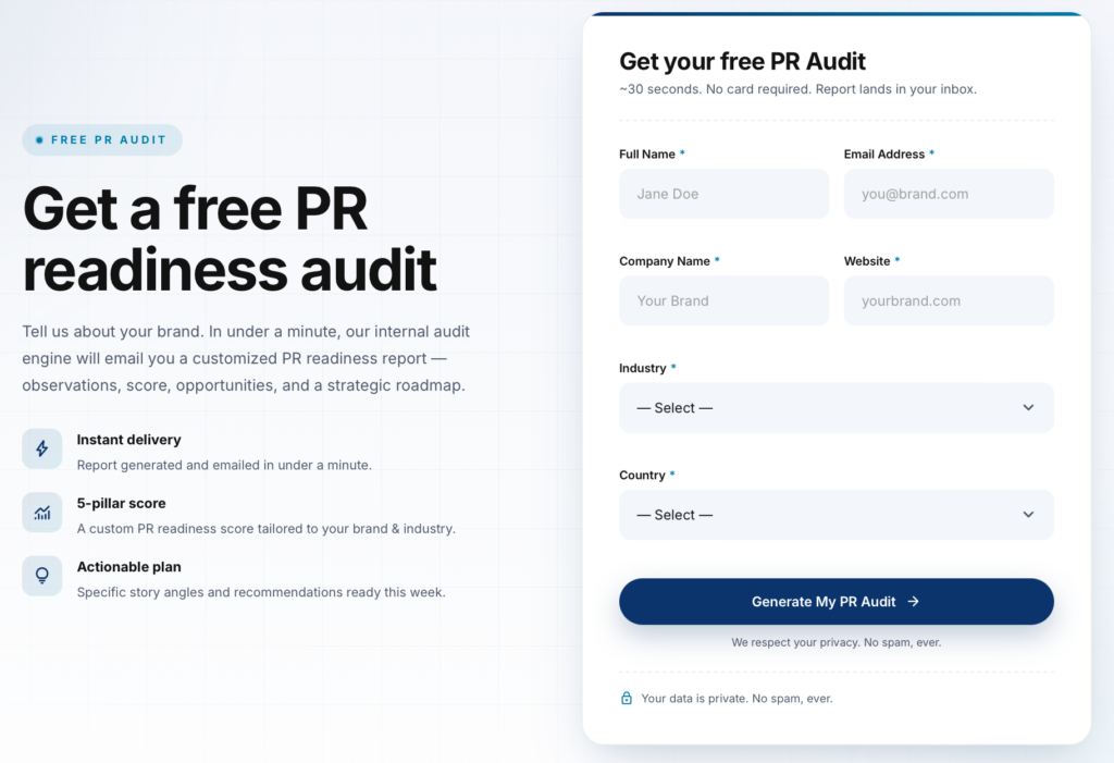 Free PR Audit BC Website
